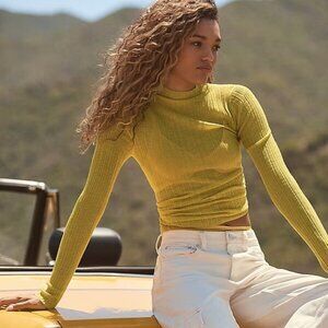 by Anthropologie Sheer Mock-Neck Long-Sleeve Sweater XS new with tag nwt